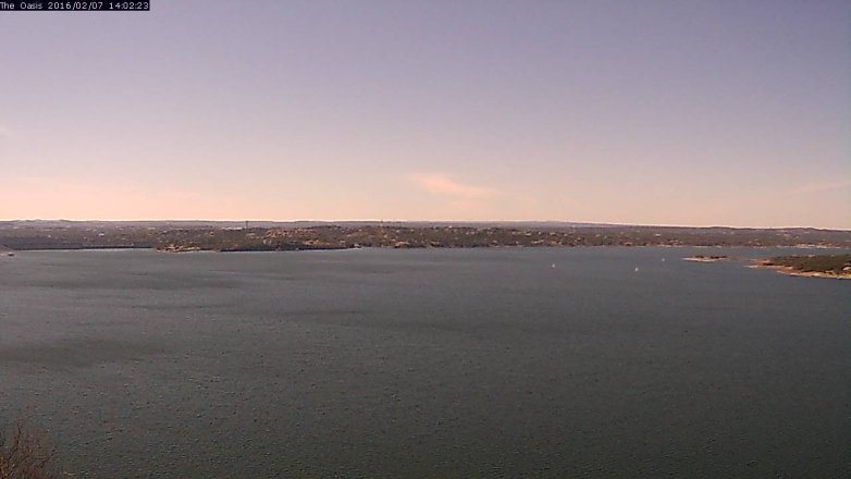 Lake Travis webcam, February 7, 2016 1:10 PM CT