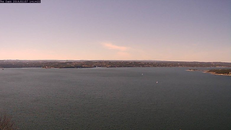 Lake Travis webcam, February 7, 2016 1:20 PM CT