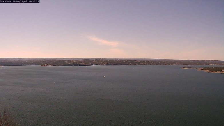 Lake Travis webcam, February 7, 2016 1:30 PM CT