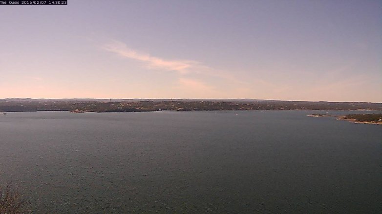 Lake Travis webcam, February 7, 2016 1:35 PM CT