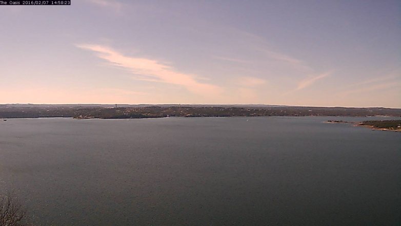 Lake Travis webcam, February 7, 2016 2:05 PM CT