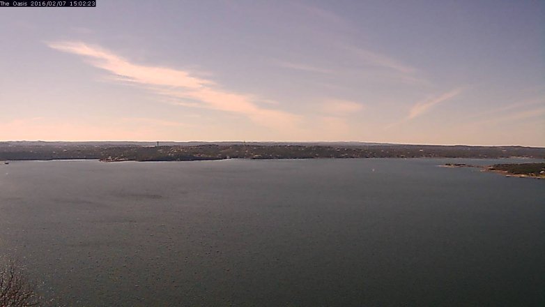 Lake Travis webcam, February 7, 2016 2:10 PM CT