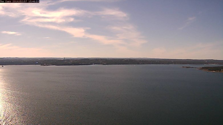 Lake Travis webcam, February 7, 2016 2:55 PM CT