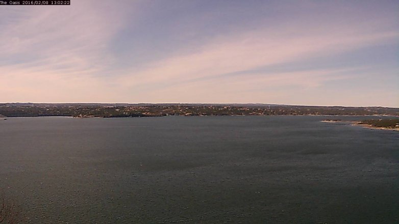 Lake Travis webcam, February 8, 2016 12:10 PM CT