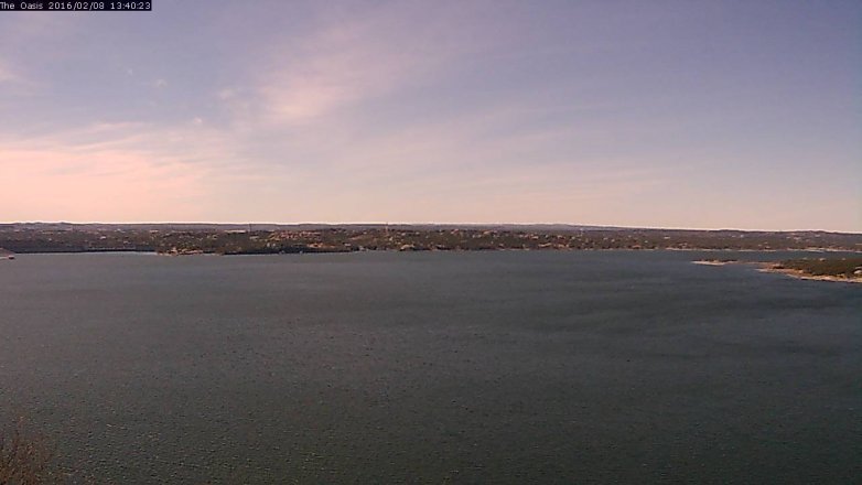 Lake Travis webcam, February 8, 2016 12:45 PM CT