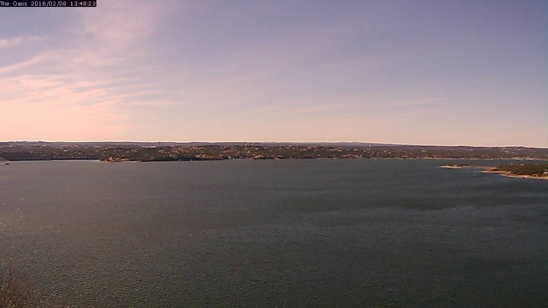 Lake Travis webcam, February 8, 2016 12:55 PM CT