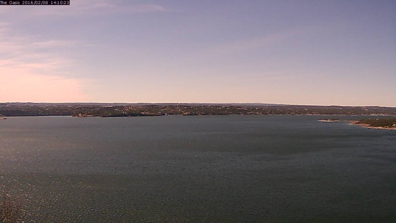 Lake Travis webcam, February 8, 2016 1:15 PM CT