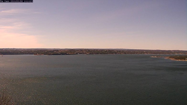 Lake Travis webcam, February 8, 2016 1:20 PM CT