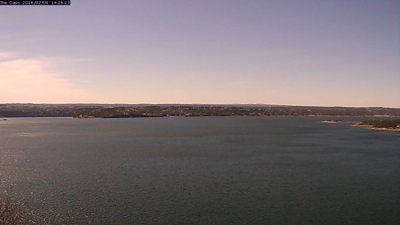Lake Travis webcam, February 8, 2016 1:35 PM CT
