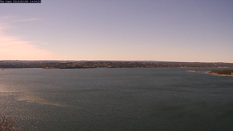 Lake Travis webcam, February 8, 2016 1:40 PM CT