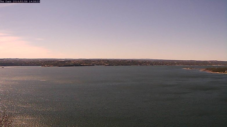 Lake Travis webcam, February 8, 2016 1:45 PM CT