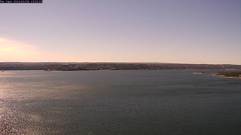 Lake Travis webcam, February 8, 2016 2:10 PM CT