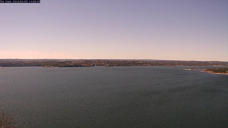 Lake Travis webcam, February 9, 2016 1:15 PM CT