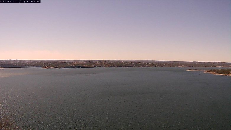 Lake Travis webcam, February 9, 2016 1:25 PM CT