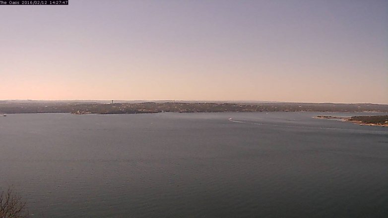 Lake Travis webcam, February 12, 2016 1:35 PM CT