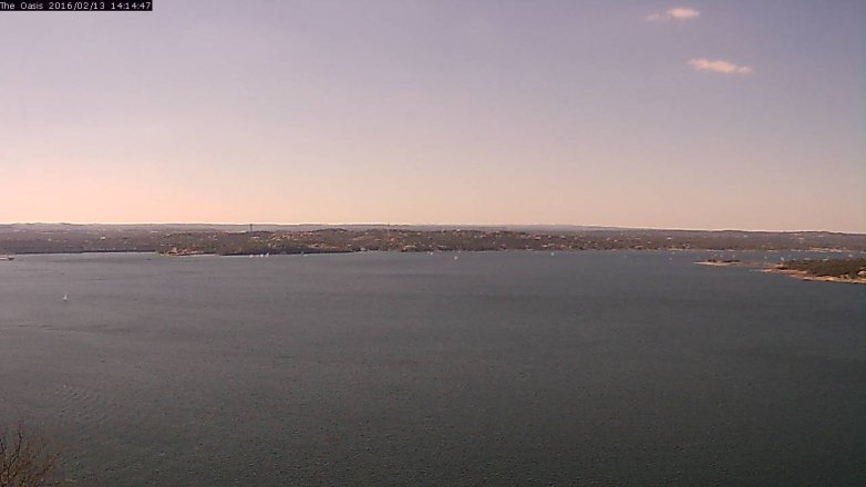 Lake Travis webcam, February 13, 2016 1:20 PM CT