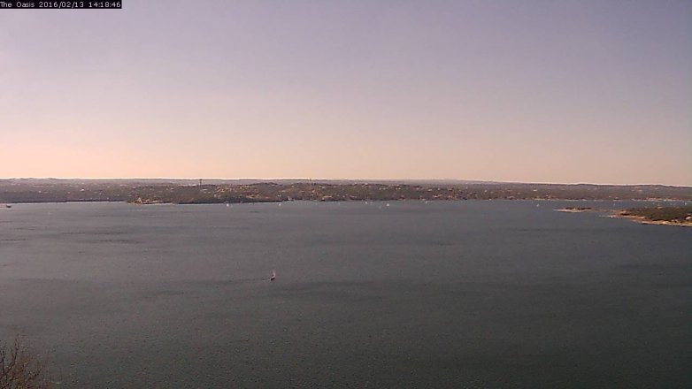 Lake Travis webcam, February 13, 2016 1:25 PM CT