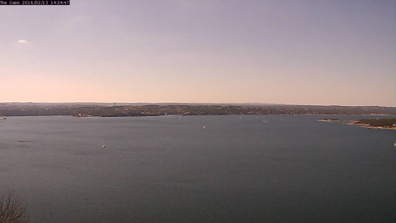 Lake Travis webcam, February 13, 2016 1:40 PM CT