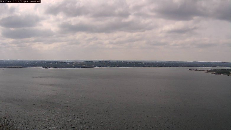 Lake Travis webcam, February 14, 2016 1:15 PM CT