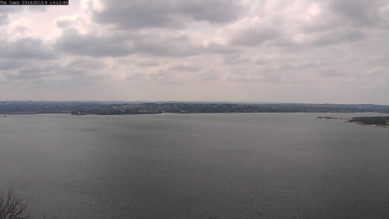 Lake Travis webcam, February 14, 2016 1:20 PM CT
