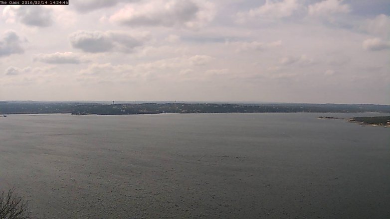 Lake Travis webcam, February 14, 2016 1:30 PM CT