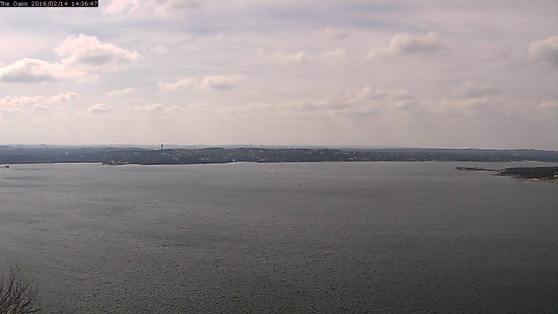 Lake Travis webcam, February 14, 2016 1:45 PM CT