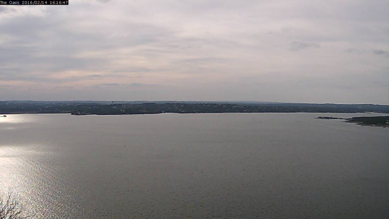 Lake Travis webcam, February 14, 2016 3:20 PM CT