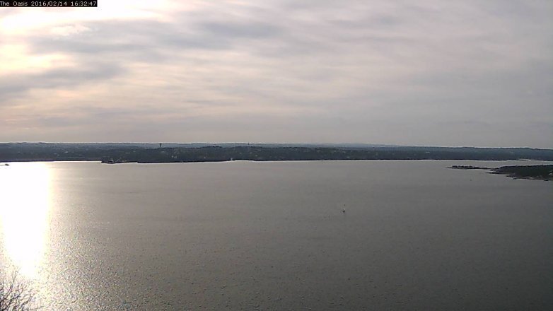 Lake Travis webcam, February 14, 2016 3:40 PM CT