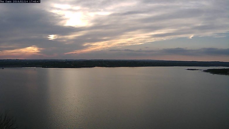 Lake Travis webcam, February 14, 2016 4:55 PM CT