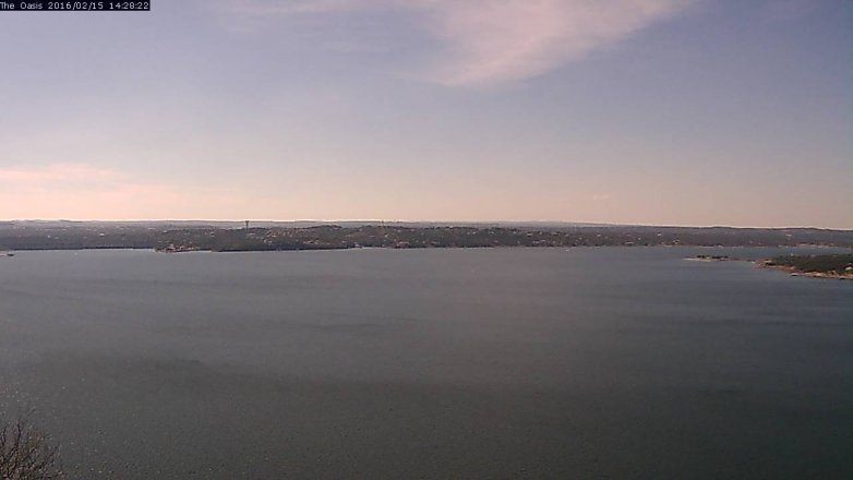 Lake Travis webcam, February 15, 2016 1:35 PM CT