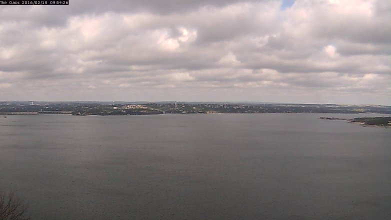 Lake Travis webcam, February 18, 2016 9:00 AM CT