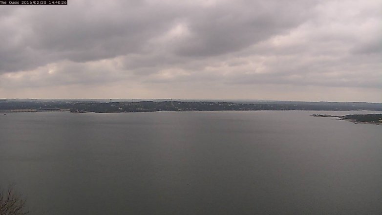 Lake Travis webcam, February 20, 2016 1:45 PM CT