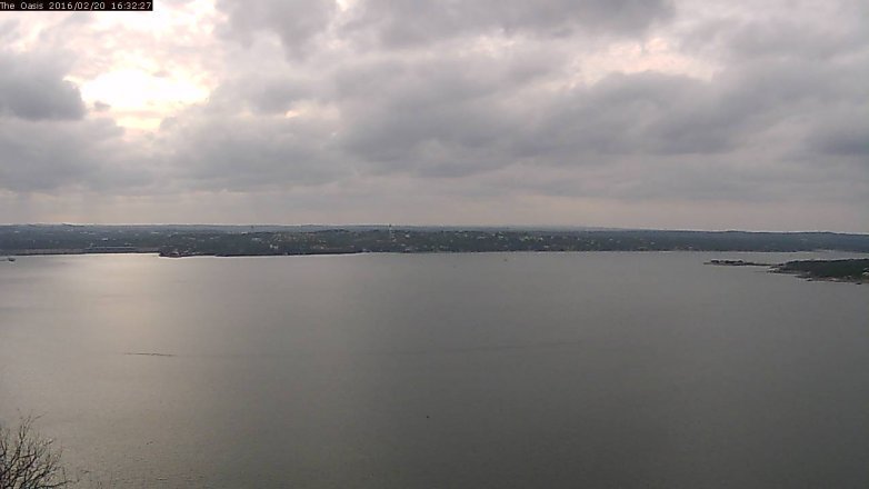 Lake Travis webcam, February 20, 2016 3:40 PM CT