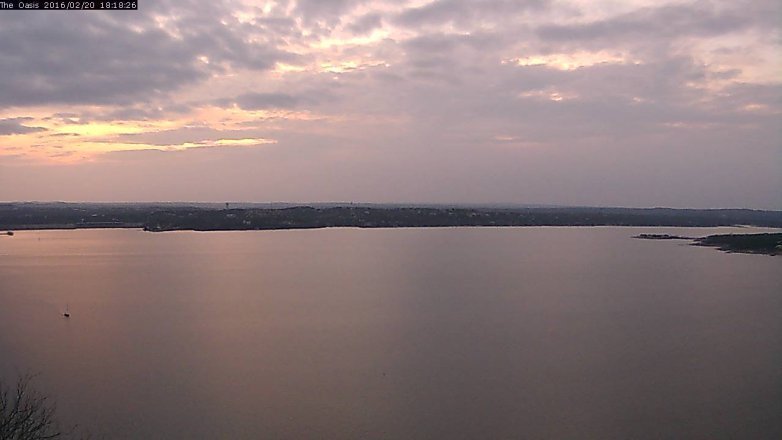 Lake Travis webcam, February 20, 2016 5:25 PM CT