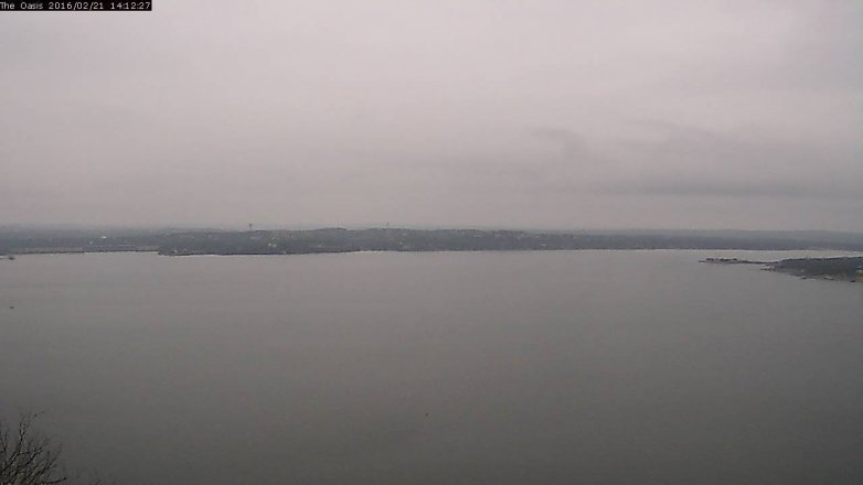 Lake Travis webcam, February 21, 2016 1:20 PM CT