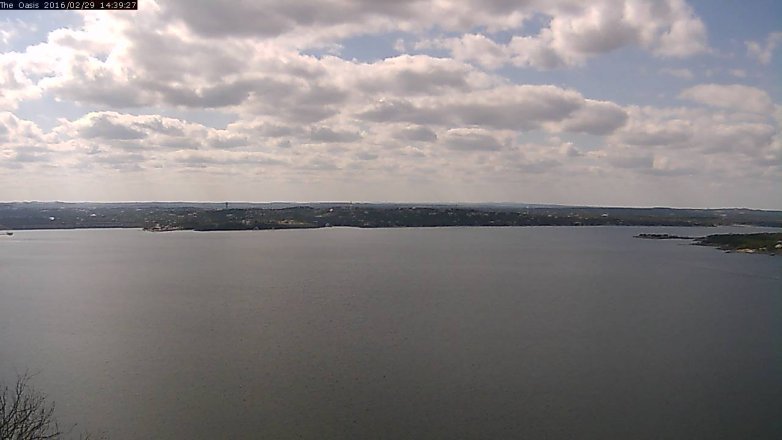 Lake Travis webcam, February 29, 2016 1:45 PM CT