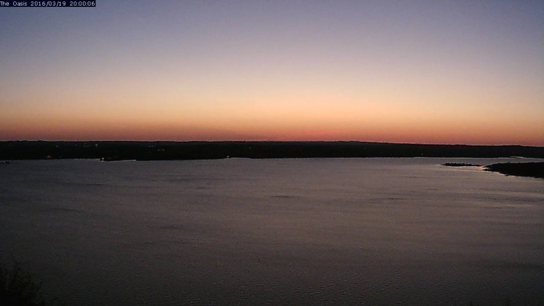 Lake Travis webcam, March 19, 2016 7:05 PM CT