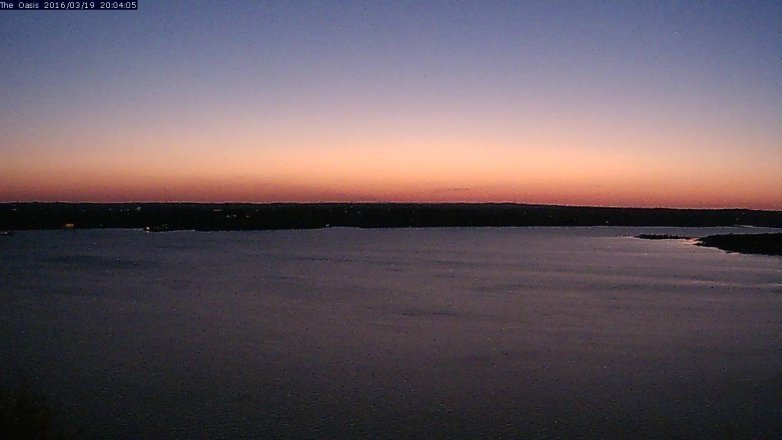 Lake Travis webcam, March 19, 2016 7:10 PM CT