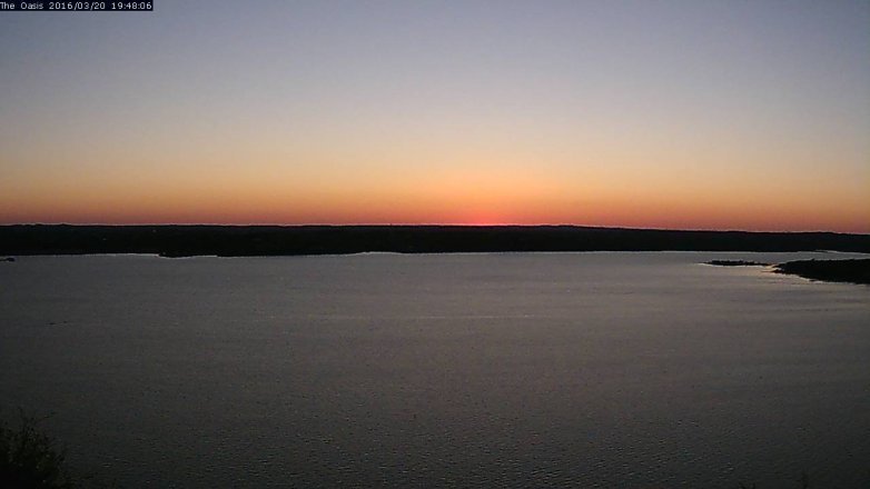 Lake Travis webcam, March 20, 2016 6:55 PM CT