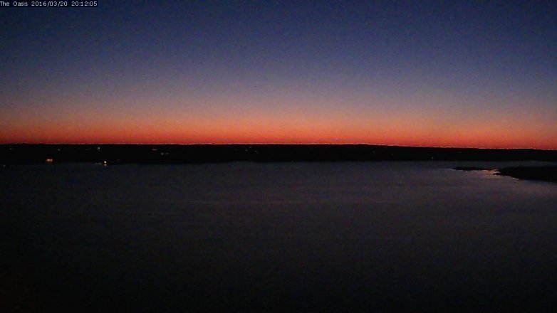 Lake Travis webcam, March 20, 2016 7:20 PM CT