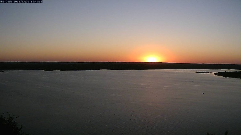 Lake Travis webcam, March 31, 2016 6:55 PM CT