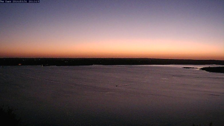 Lake Travis webcam, March 31, 2016 7:20 PM CT