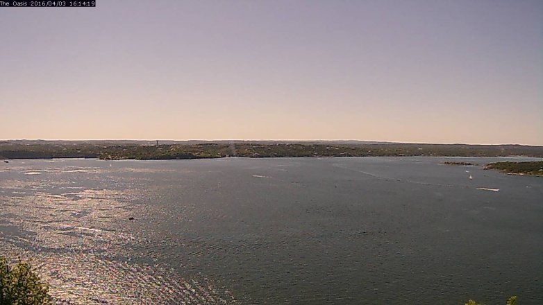 Lake Travis webcam, April 3, 2016 3:20 PM CT