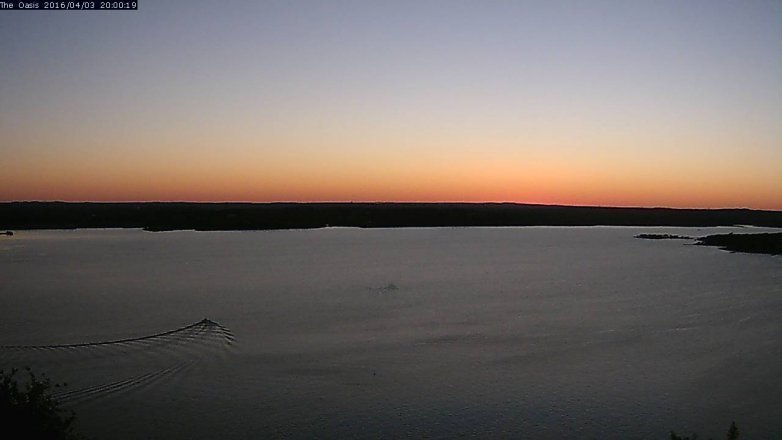 Lake Travis webcam, April 3, 2016 7:05 PM CT