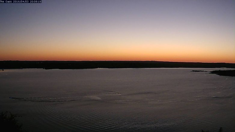 Lake Travis webcam, April 3, 2016 7:15 PM CT