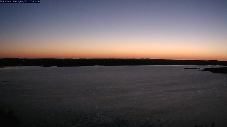 Lake Travis webcam, April 3, 2016 7:20 PM CT