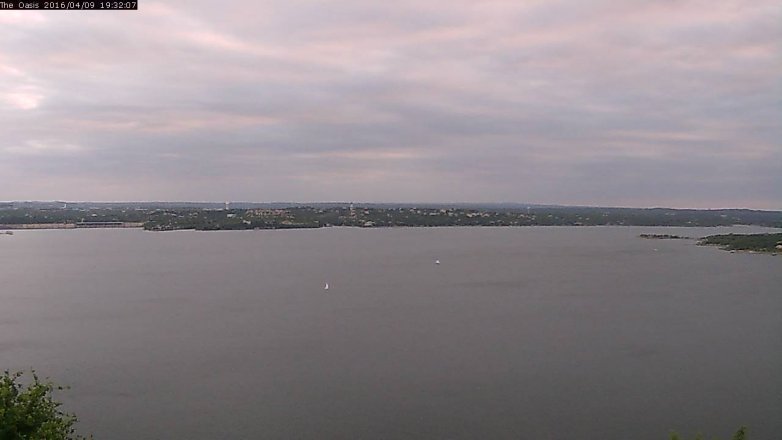 Lake Travis webcam, April 9, 2016 6:40 PM CT