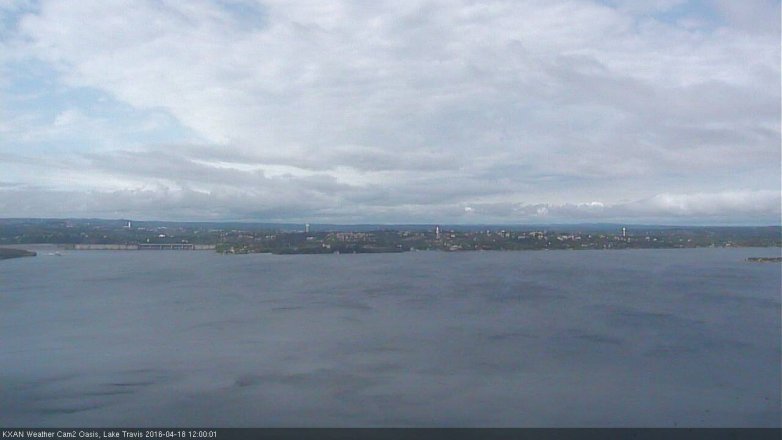 Lake Travis webcam, April 18, 2016 11:20 AM CT