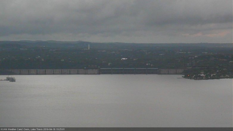 Lake Travis webcam, April 18, 2016 6:55 PM CT
