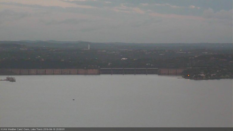 Lake Travis webcam, April 18, 2016 7:25 PM CT